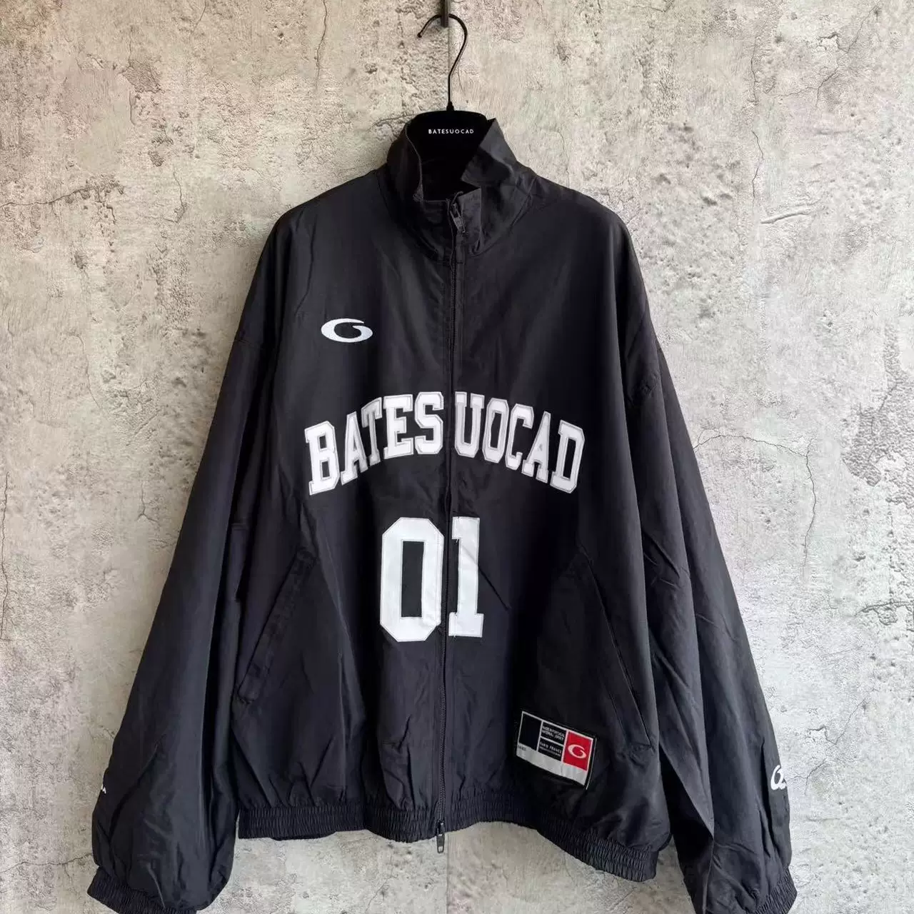 BATESUOCAD 25s Autumn and Winter New Collection Splicing Letter Windbreaker Couple's Loose OS Long Coat Trendy