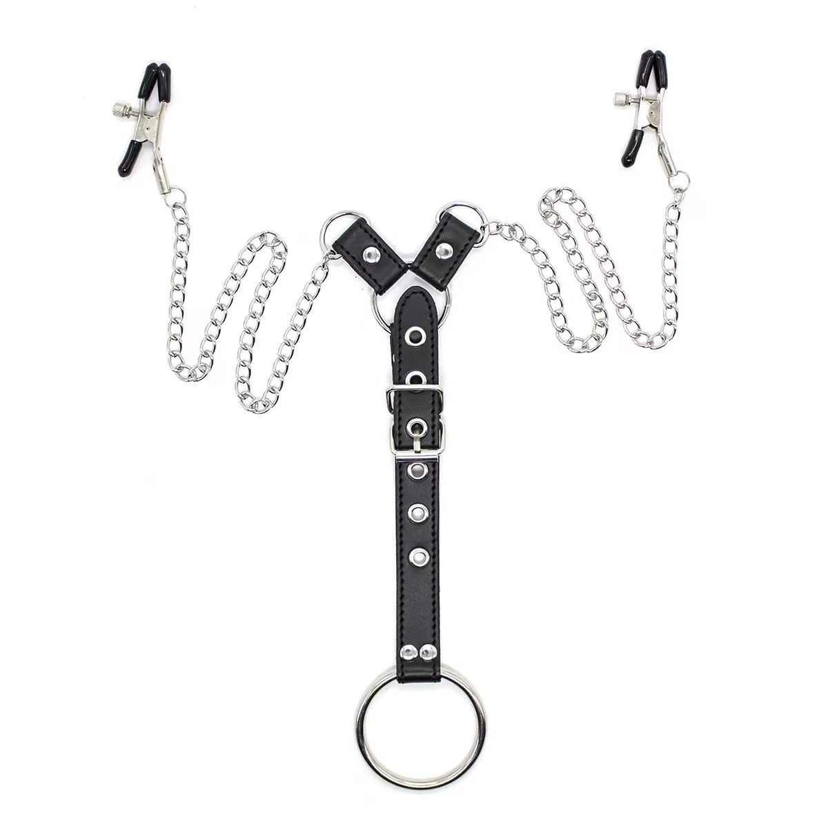 Adult men's SM chain breast clip JJ ring couple alternative auxiliary sex toys factory wholesale