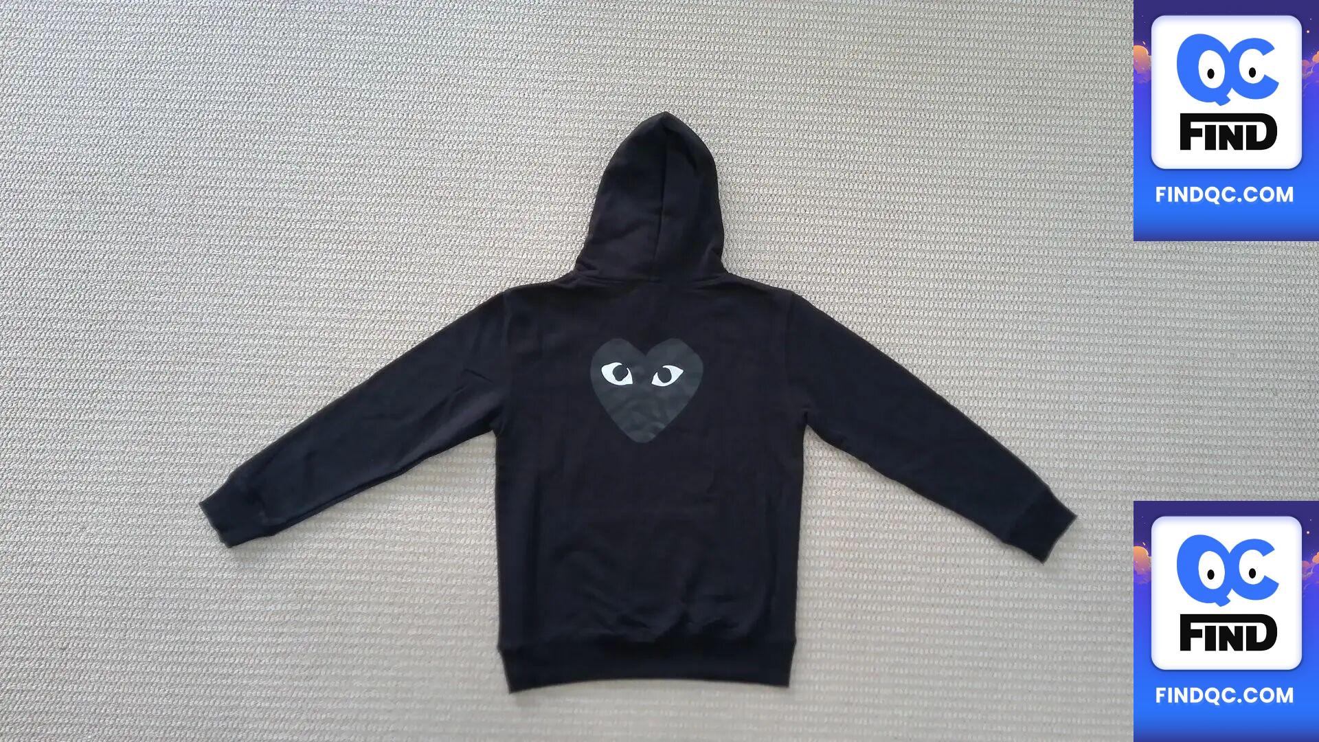 Japanese fashion brand play men and women couple wear hooded sweater small black heart embroidery autumn and winter long sleeve fleece-lined sweater — QC-foto 2