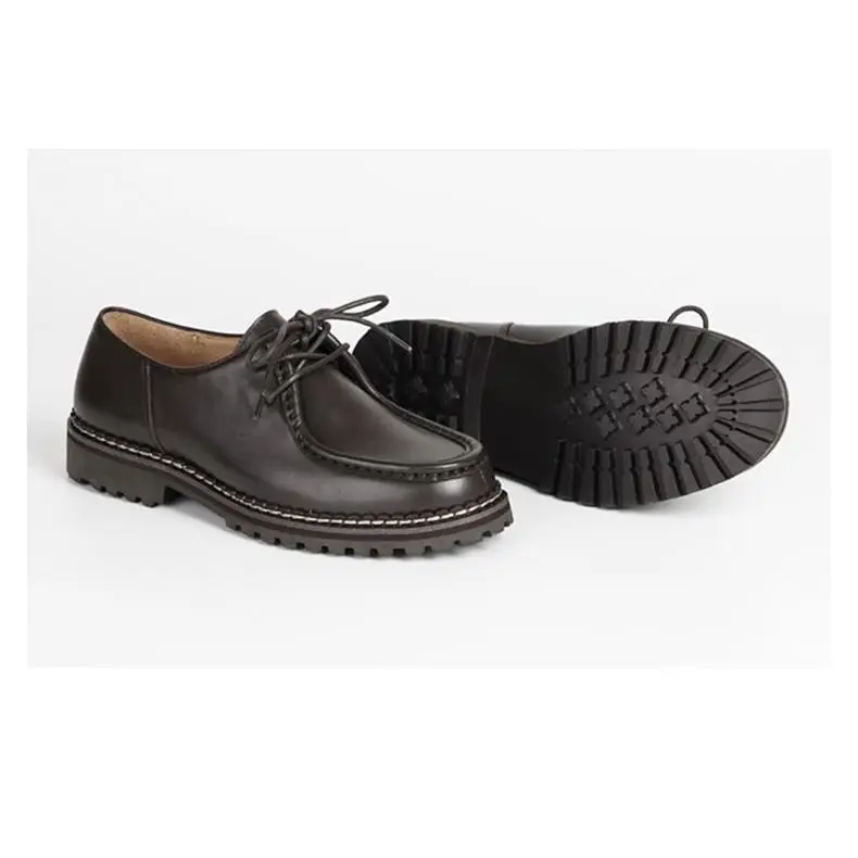 Michael Shoelace Classic Men's Shoes Kangaroo Derby Retro Round Toe parka Shoes Fashion Genuine Leather Cowhide Shoes