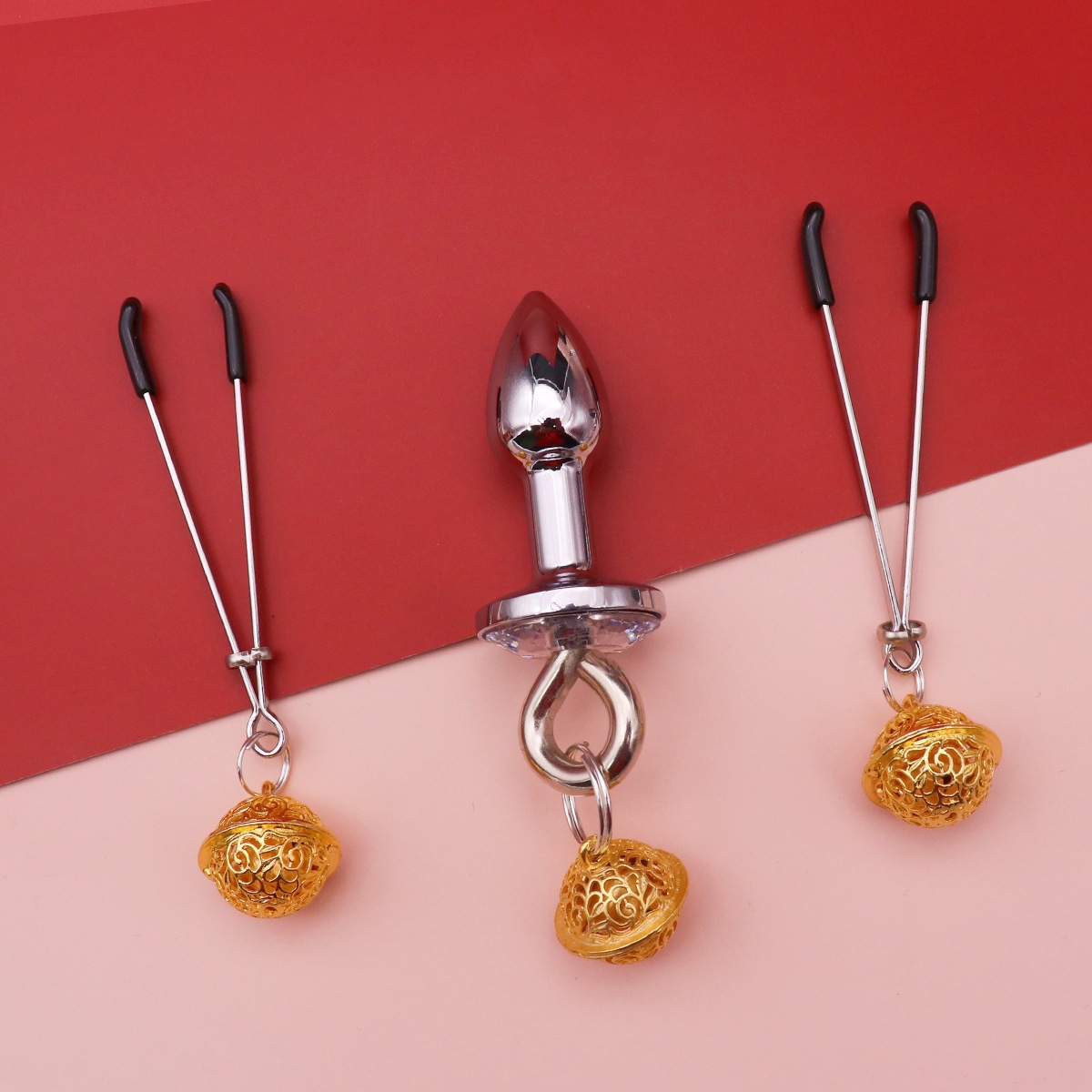 Mini Small Chrysanthemum-Shaped Anal Plug with Bell, Adult Novelty Anal Toy, Metal Anal Beads for Men and Women, Anal Expander Plug