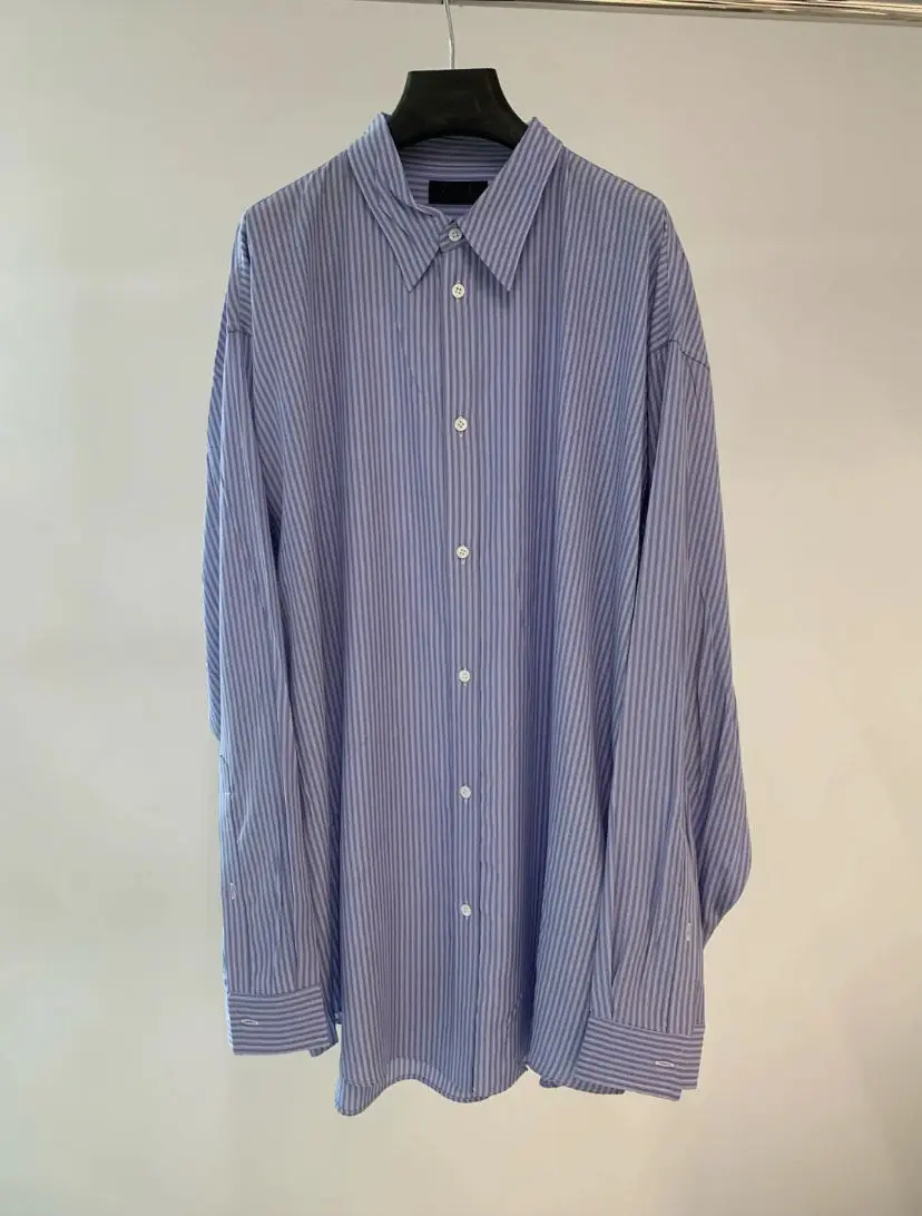 Ceiling! Paris White and Blue Pinstripe Shirt for Men and Women, Autumn and Winter 25Fw, Loose Casual Versatile Shirt, Couple's Trendy Style