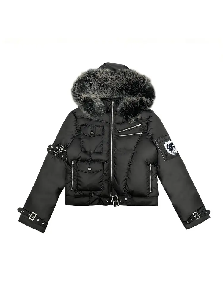 PAIKI2025AW 'Wolf King' Mountain Carving mink fur cotton jacket short visual autumn and winter bomber jacket
