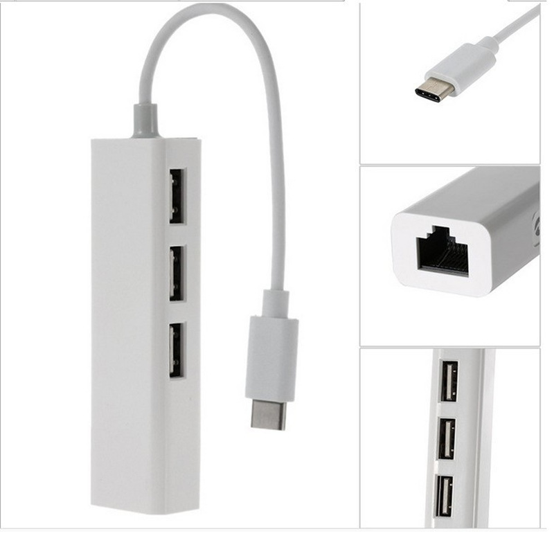 Type-C port to three ports 2.0USB expander a 100 megabyte RJ45 network card port HUB Harpo splitter