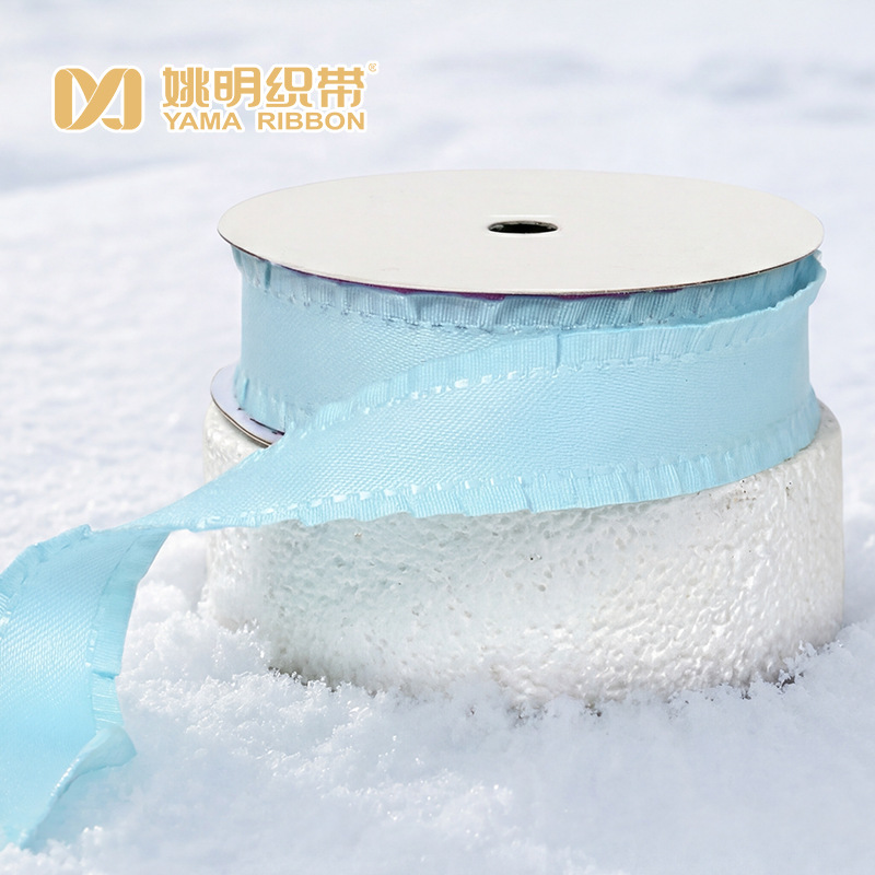 Factory Direct Sale of Baby Clothing Accessories: 22mm Ribbon, Light Blue Satin, 50 Yards, Double-Sided Satin Trim