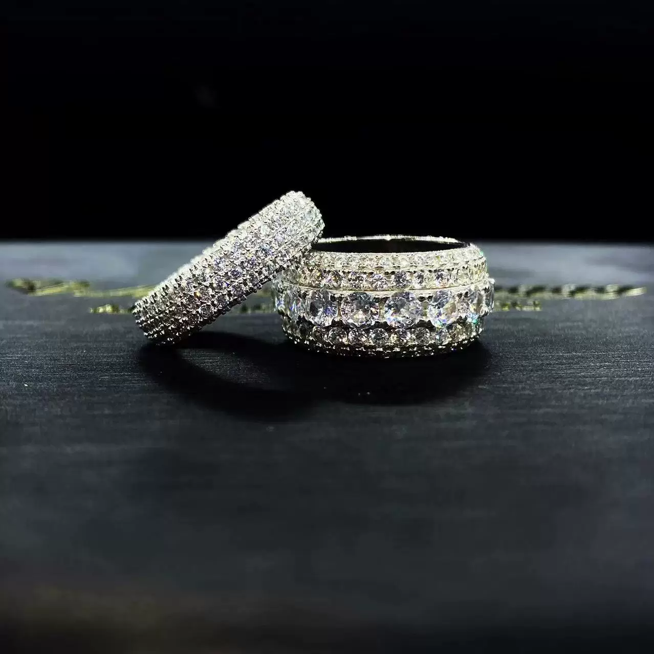 Mr. Blingggggg European and American Hip Hop Jewelry S925 Pure Silver Full Diamond Ring with Dense Inlay Rap Ring