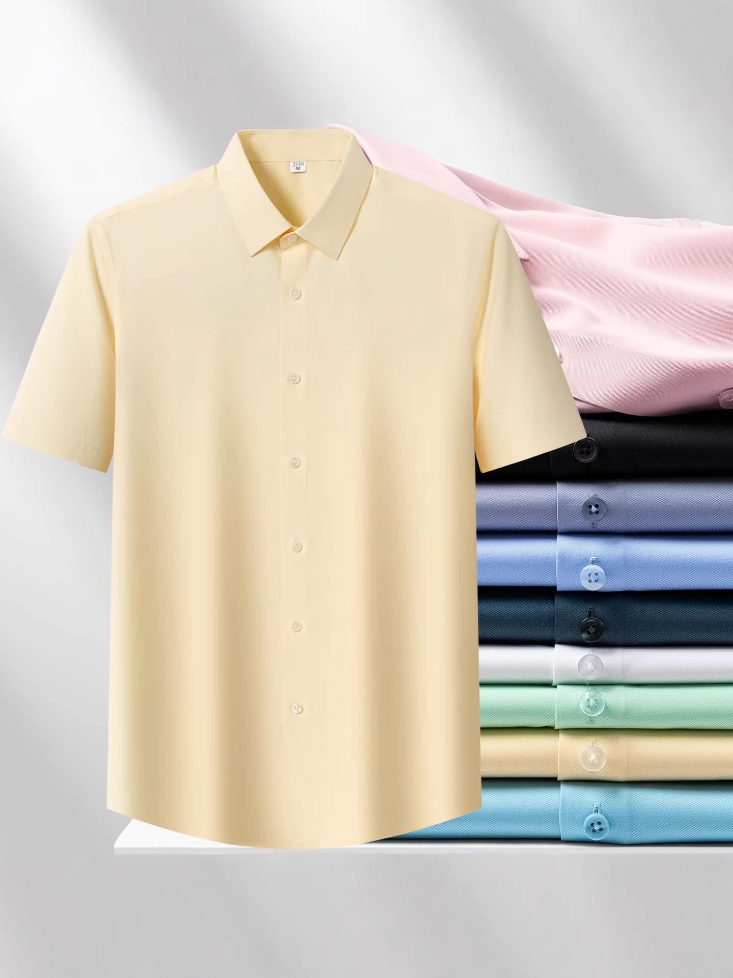 Quality Men's Shirts, Summer Short-Sleeved Modal Elastic Non-Iron Anti-Wrinkle Cardigan, Professional Workwear Men's Shirts