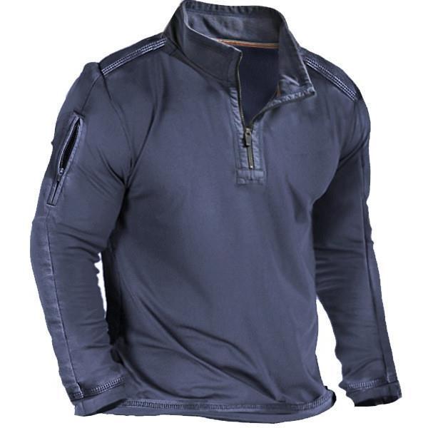 2026 Spring and Autumn European and American Men's Fashion Foreign Trade Amazon Independent Site T-Shirt Outdoor Zip Pocket Long-Sleeve Sweatshirt