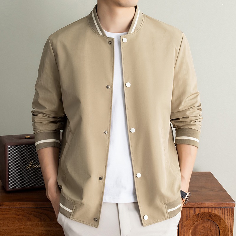 2026 Spring New Men's Stand Collar Jacket Commuting Casual Solid Color Baseball Jacket Versatile Youth Loose Men's Coat