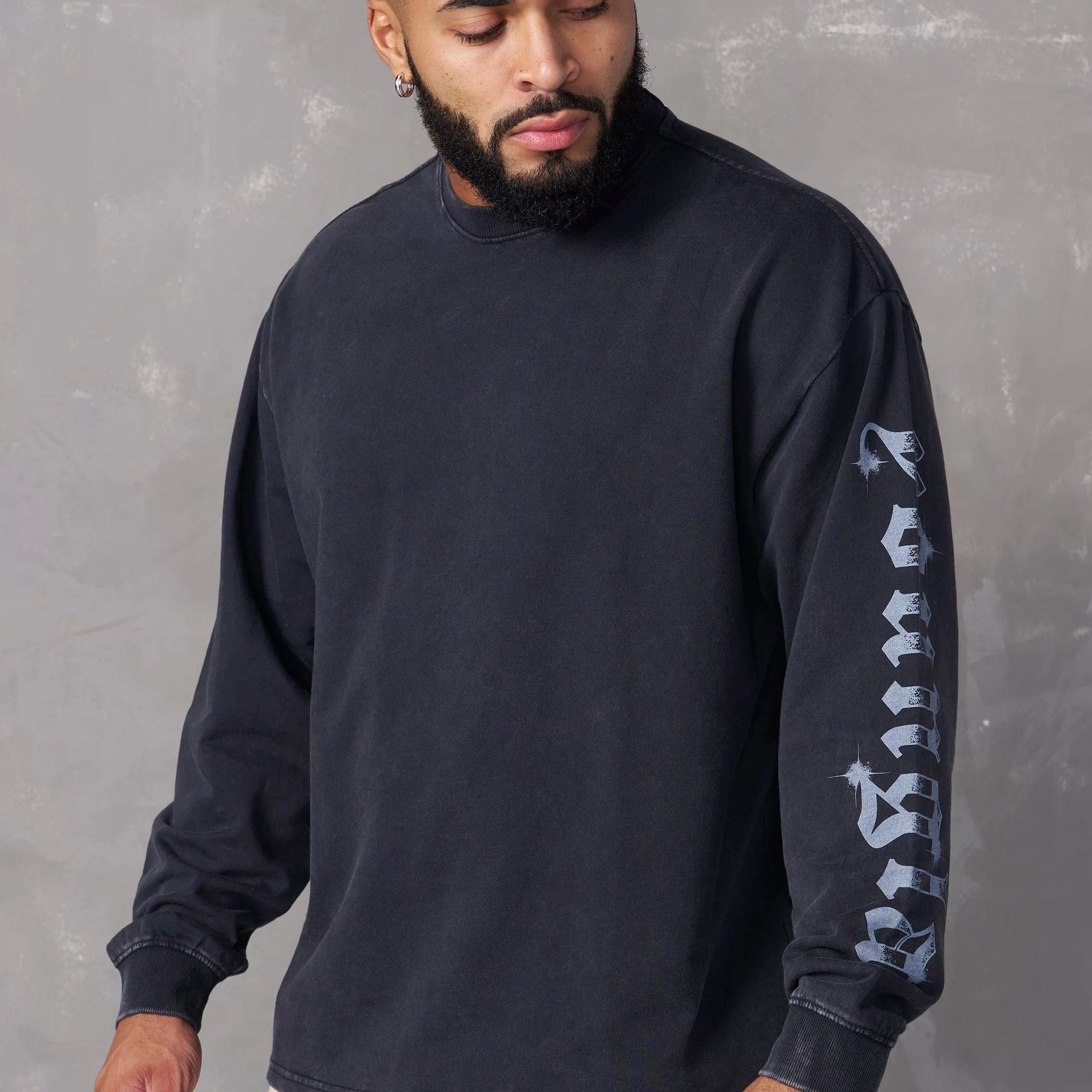 YOUNG LA long sleeved fitness sports round neck T thin thick cotton T washed pure cotton small loop skin friendly breathable couple