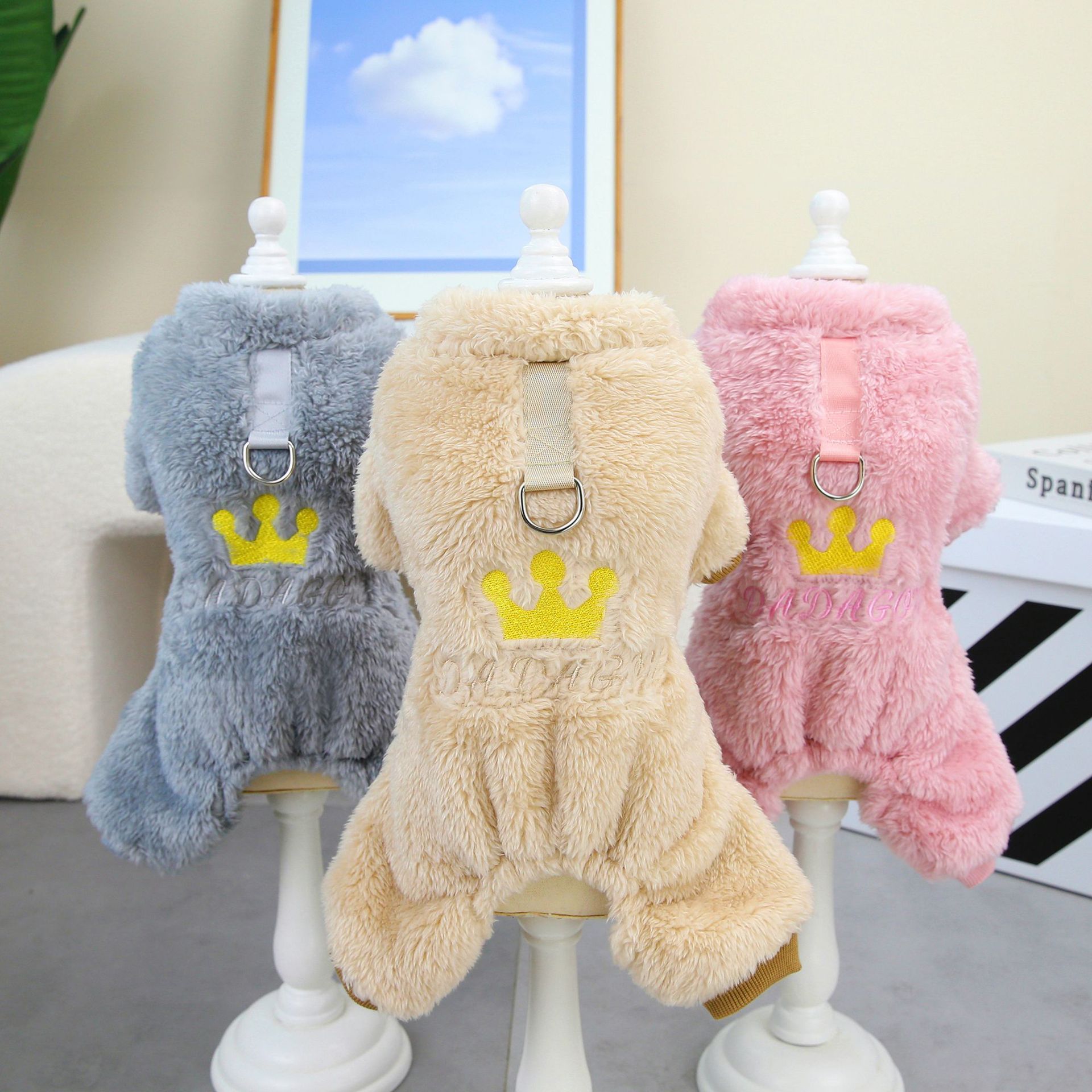 Pet Clothes Dog Clothes Autumn and Winter Clothes Teddy Cat Pet Clothing Winter New 23 Crown Four-Leg Fleece