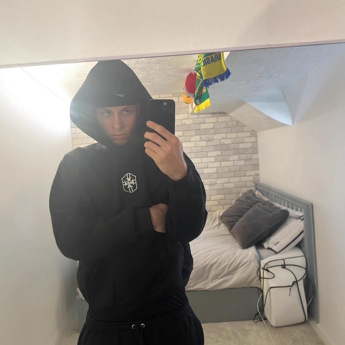 Cross-Border Autumn and Winter Trendy Brand Fashion Embroidered Pullover Long-Sleeved Hooded Sweatshirt Suit Men's Casual Versatile Jacket Trend