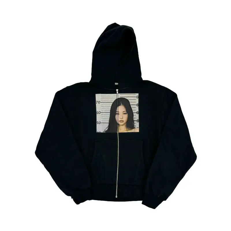 KK11服饰 jennie kim tee vintage 珍妮人脸复古卫衣开衫帽衫