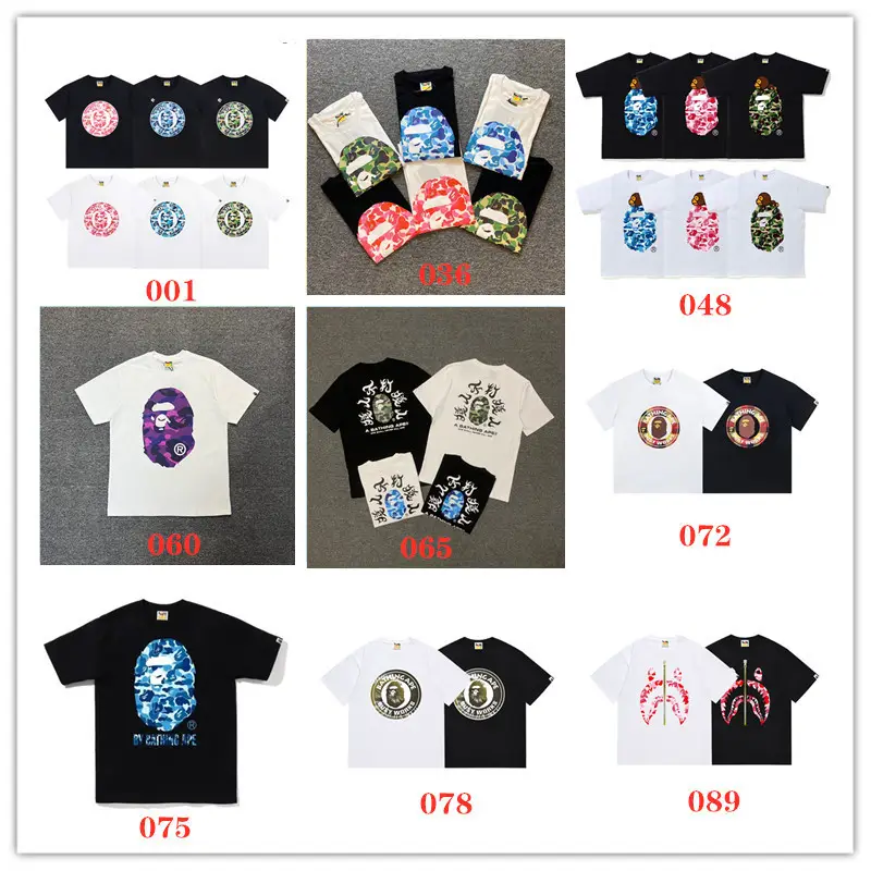 Japanese and Korean series 20 high-definition printing short sleeve cartoon big ape man short sleeve lovers casual high street 230g fabric
