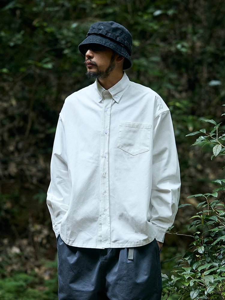 Trs Minimalist Series | 26Ss Fine Cotton Washed Loose Fit Daily Commuting Solid Color Long Sleeve Shirt for Men and Women