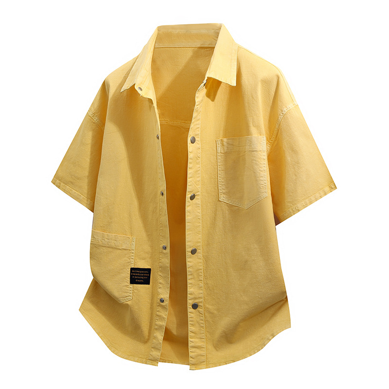 High-End Men's Short-Sleeved Shirt 26 Summer Thin Casual Japanese Style Loose Versatile Workwear Solid Color Shirt Large Size