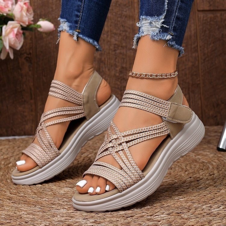Amazon's New Summer Product, Velcro Open-Toe Thick-Soled Sandals for Women, Lightweight Sports Style, Large Size Beach Sandals Wish