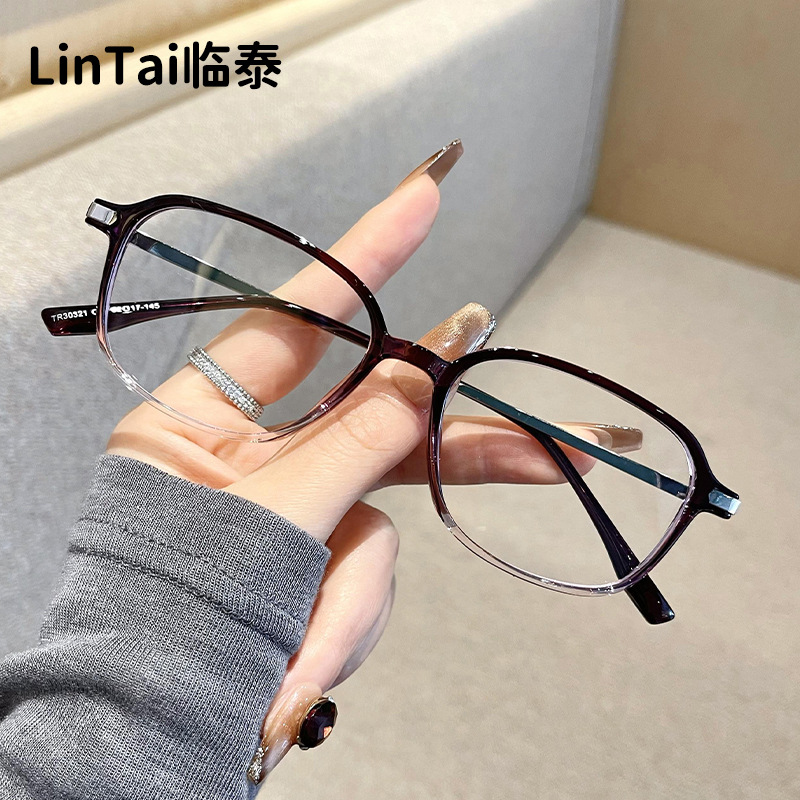 30321 New Personalized Face Showing Small Flat Mirror Retro Artistic Anti-Blue Light Glasses Available for Men and Women Glasses
