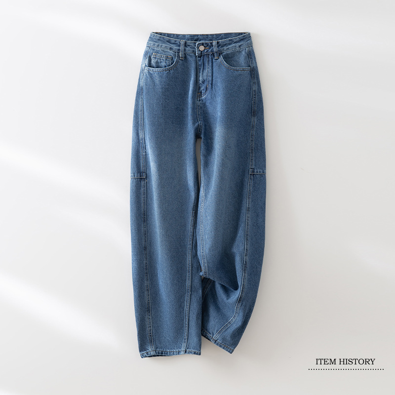 Spring New Style Loose Straight Casual Wide-Leg Jeans Long Pants Women's Denim Carrot Pants Straight-Leg Jeans for Women