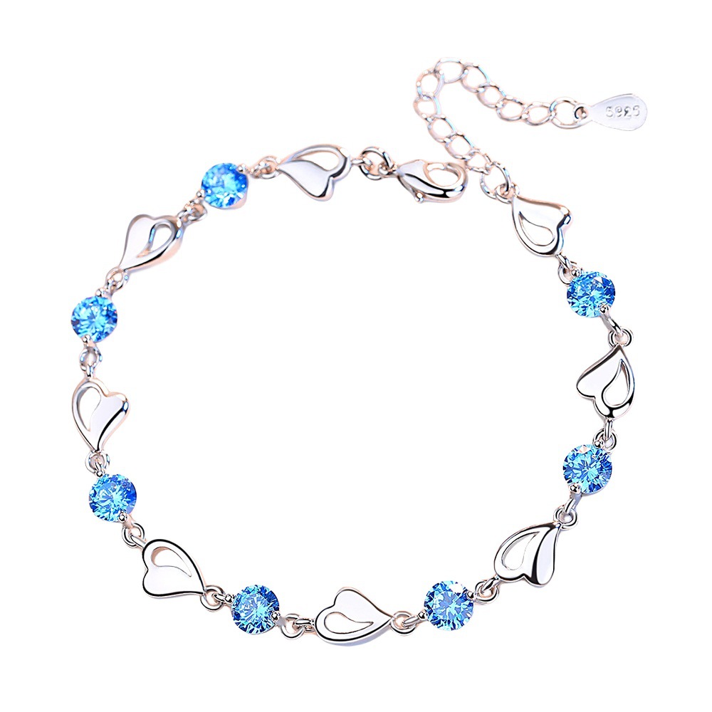 Foreign trade jewelry silver-plated blue stone bracelet trembles small red book online popular bracelet in stock wholesale