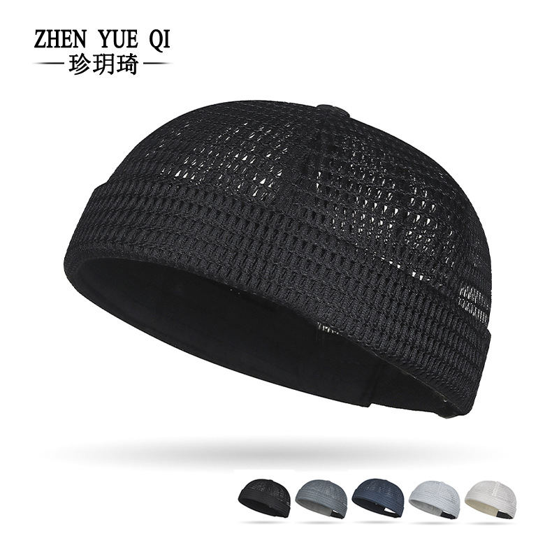 Summer New Large Mesh Breathable Brimless Melon Cap Adjustable Hip-Hop Men and Women Yuppie Landlord Tang Hat Cross-Border