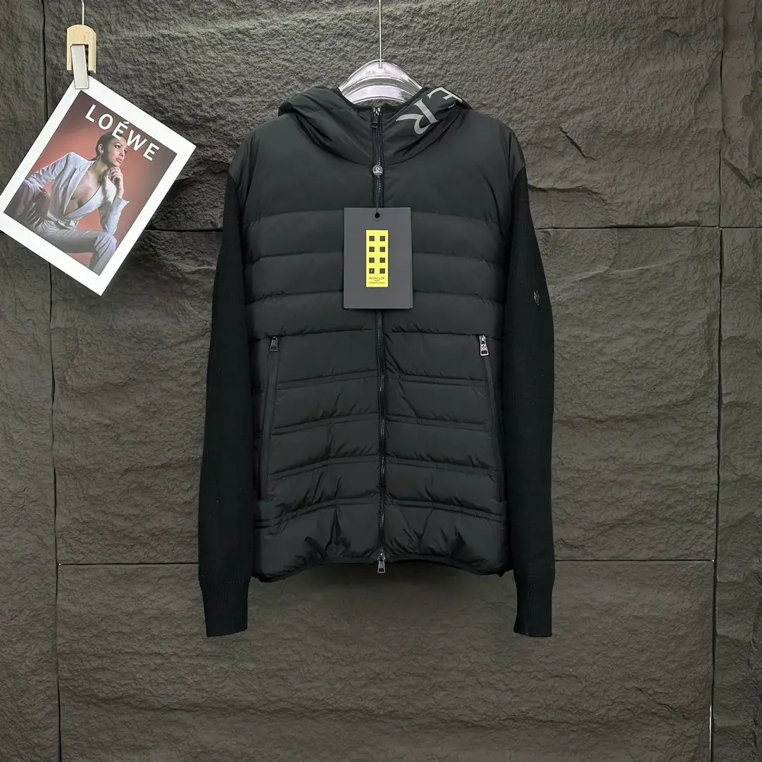 2024 New Knitted Mosaic Letter Logo Couples Hooded Down Jacket