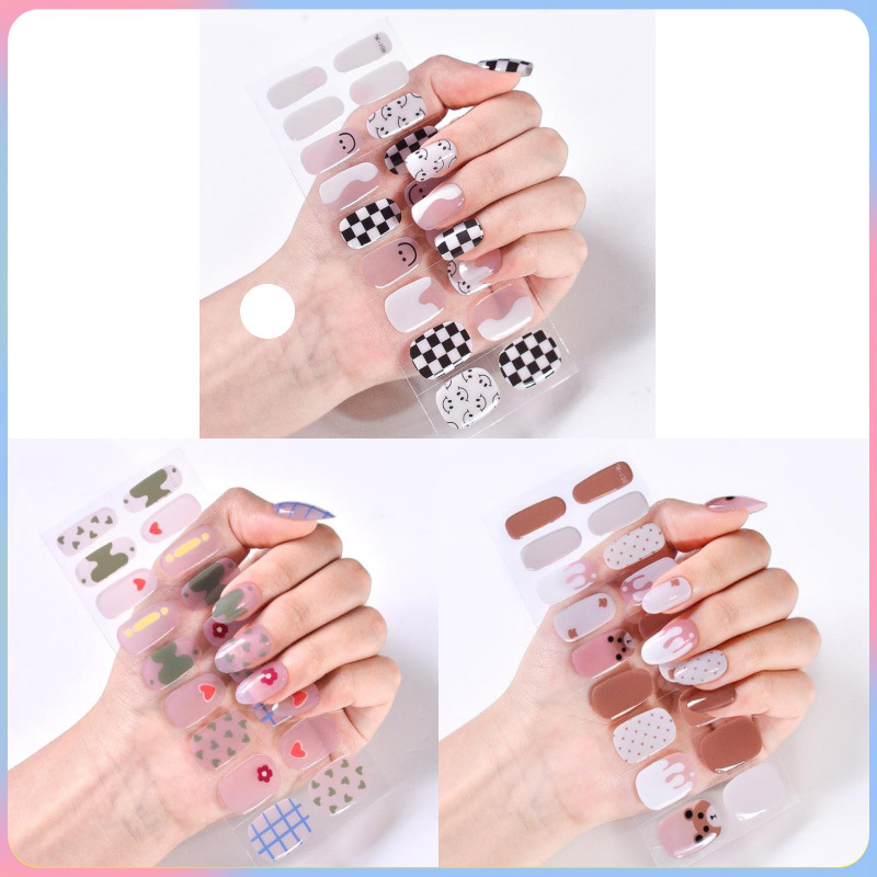 Factory Direct Supply of Nail Art Patches Uv Phototherapy Semi-Cured Semi-Baked Gel Stickers Nail Stickers Wholesale Nail Patches Full Stickers