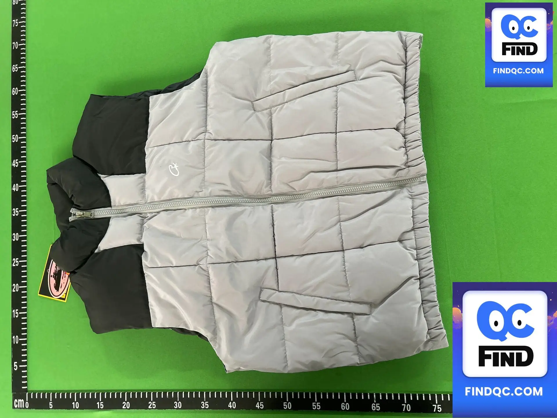 Puffer Vest Light Gray Black