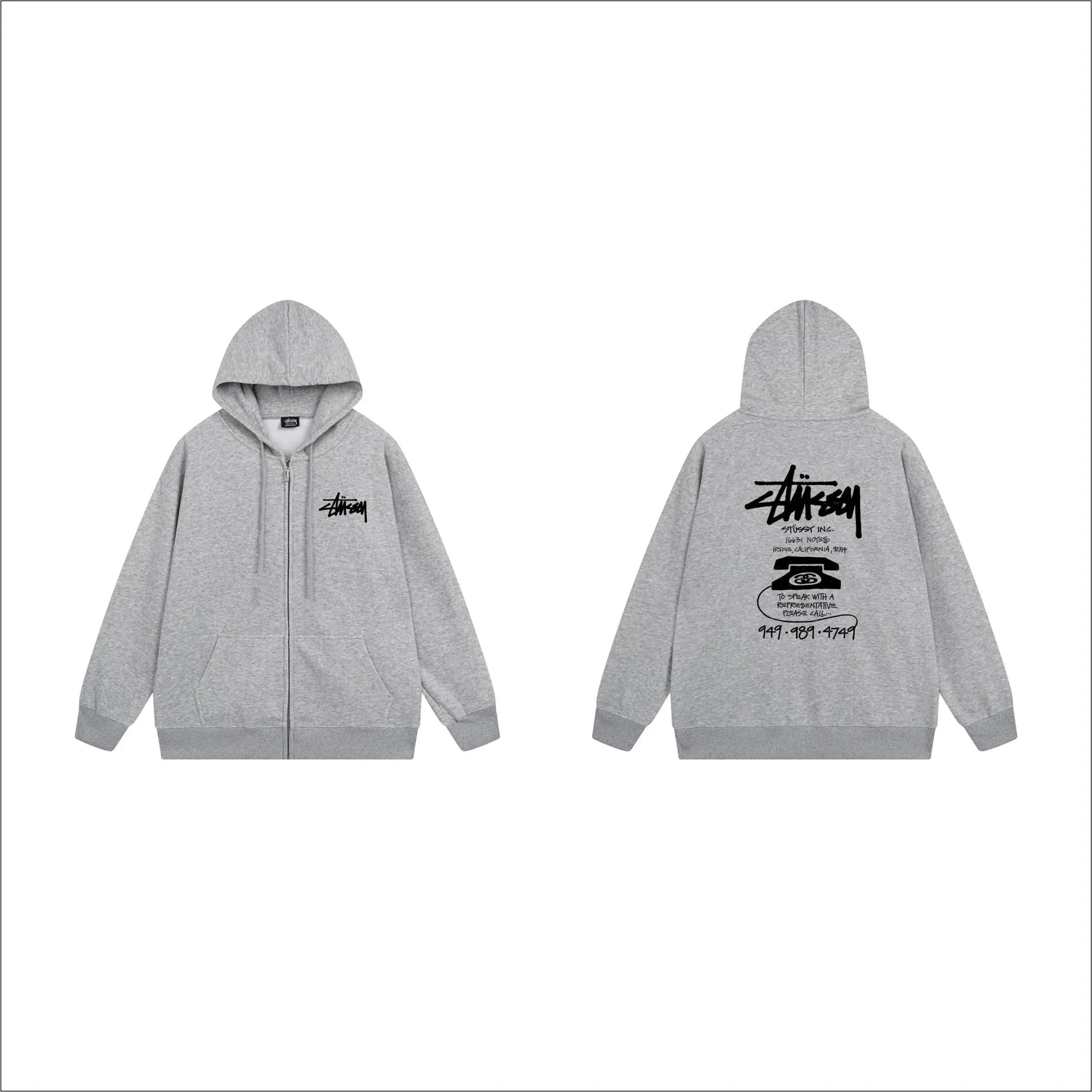 【DX22-8】Zippered Cardigan Sweatshirt with Print, Casual Autumn/Winter Coat for Couples, Men and Women