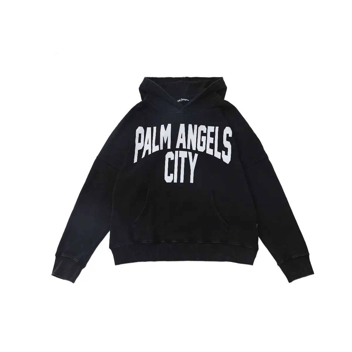 Palm Angels Gity Letter Print Hooded Sweatshirt Trendy Brand Washed Distressed Hoodie Men's Trendy