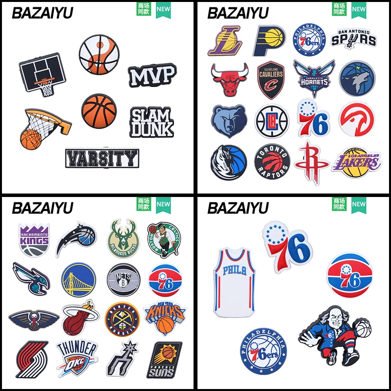 New Crocs Shoe Accessories DIY Shoe Charms Nba Lakers Basketball Team Logo Shoe Decorations for Boys' Sports Shoes QC-foto van TAOBAO op Qualit.ly