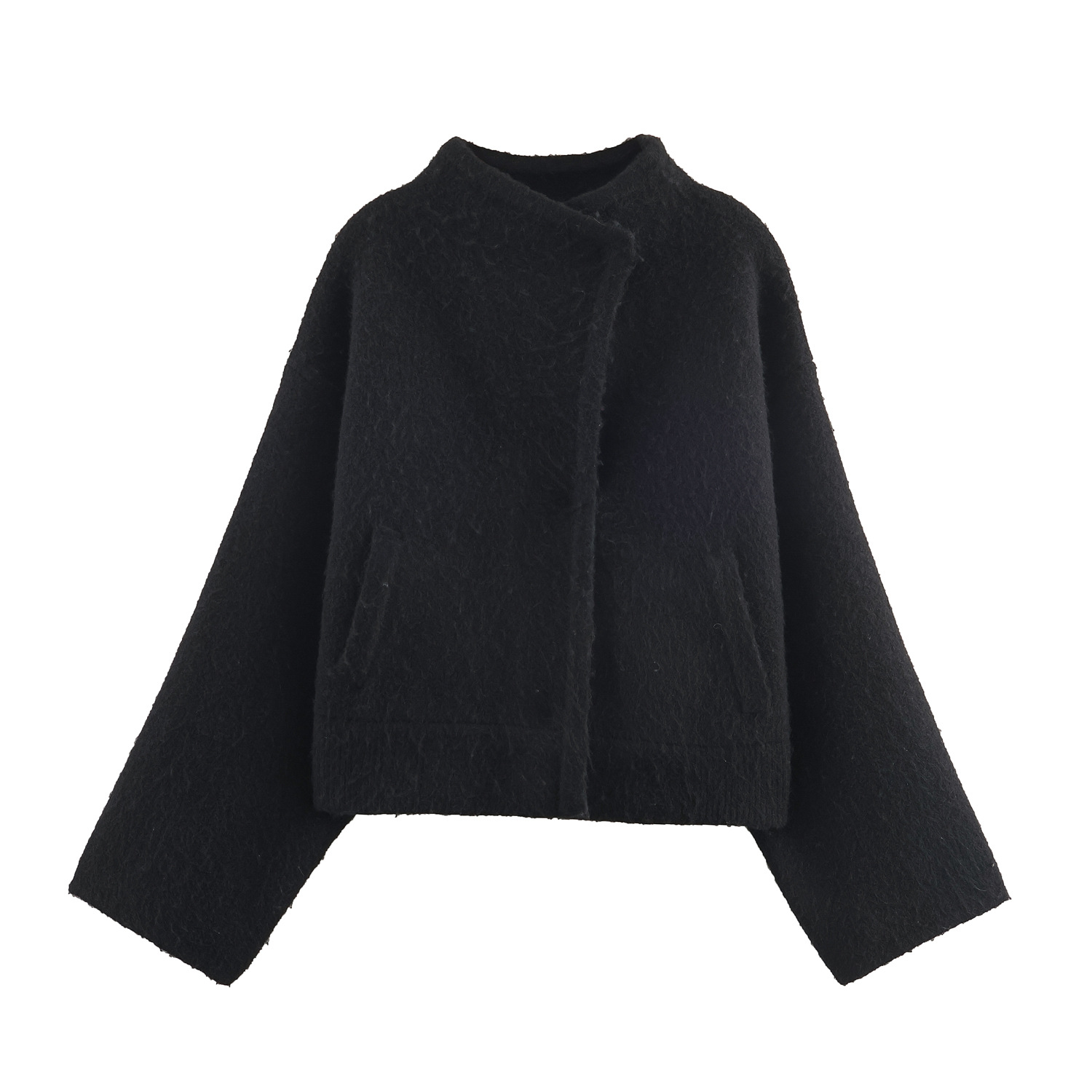 Foreign Trade Wholesale Autumn New European and American Style Double-Breasted Knitted Bomber Jacket 5536199