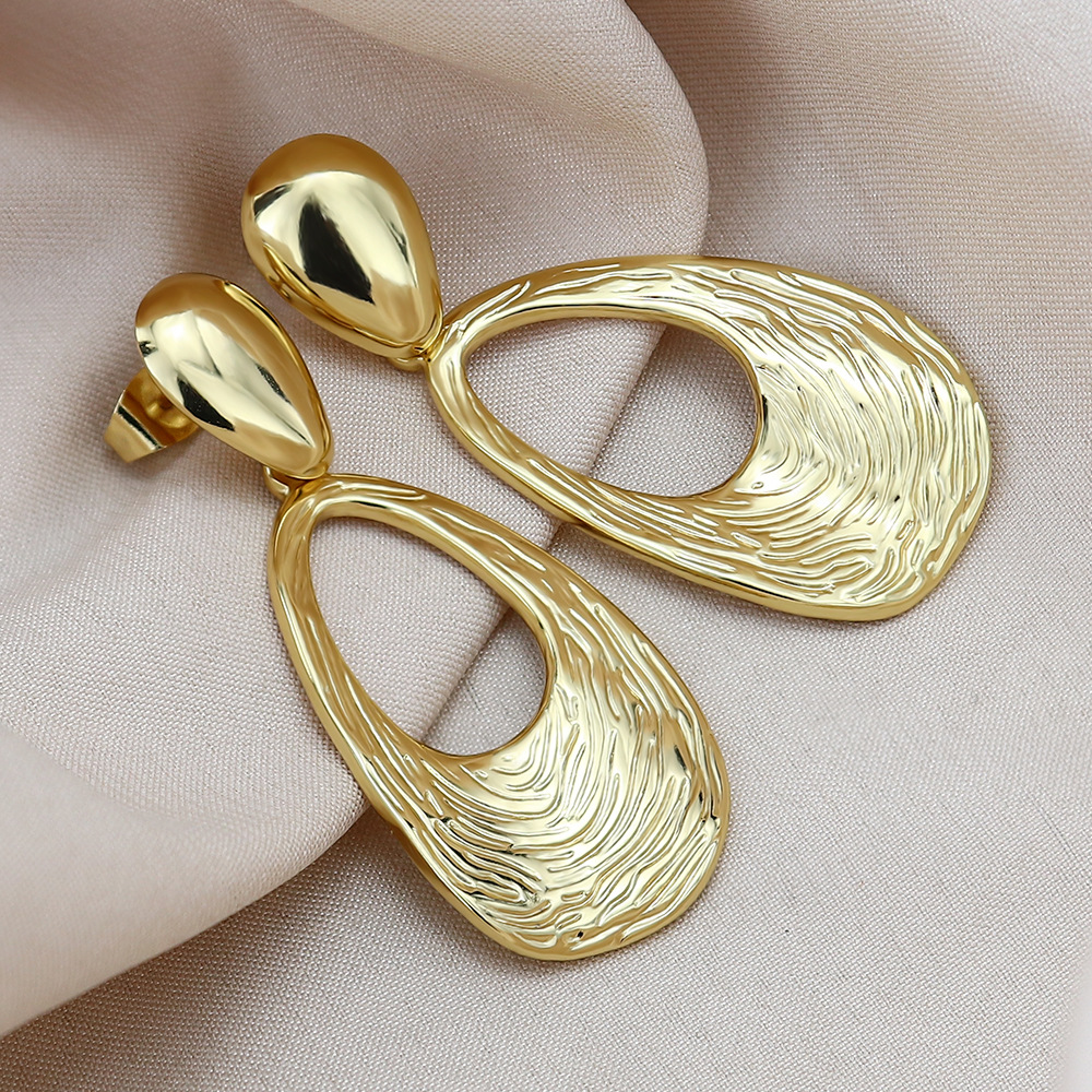 European and American Cross-Border Direct Sales Personalized Exaggerated Irregular Round Pendant Large Earrings Light Luxury Hollow Earrings Jewelry Wholesale
