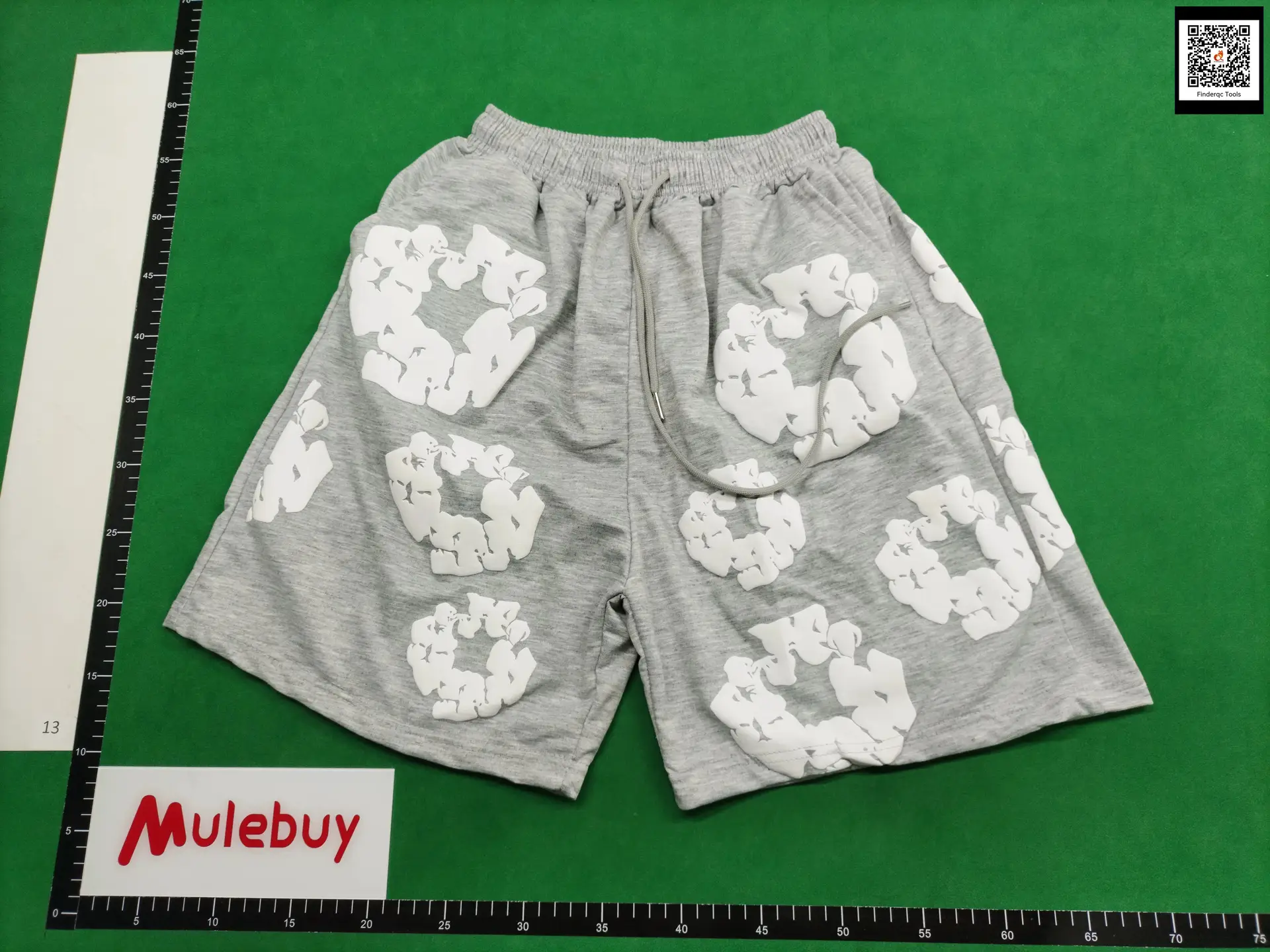 Mulebuy Grey Shorts with White Pattern