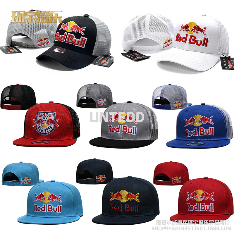 [Redbull Red Bull Hat Mesh Cap] Outdoor Peaked Cap Flat Brim Racing F1 Team Sports Baseball Cap