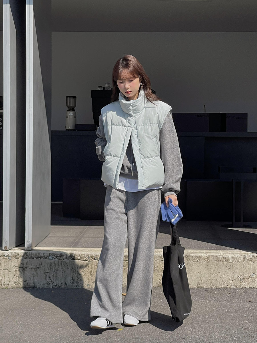 【Geming】Korean-Style Commuter Half-Zip Stand-Collar Fleece Sweatshirt + High-Waisted Sweatpants Women's Winter Two-Piece Set N393B