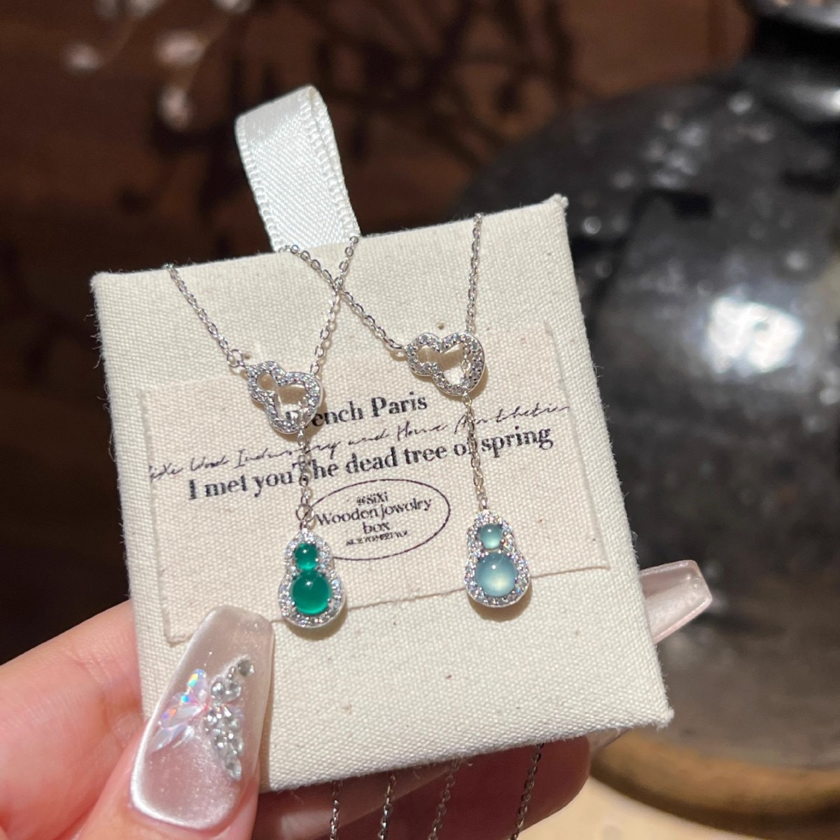 New Chinese Style Double-Ring Gourd Necklace for Women, Light Luxury Temperament, National Style Niche High-End Fashion Temperament Clavicle Chain Wholesale