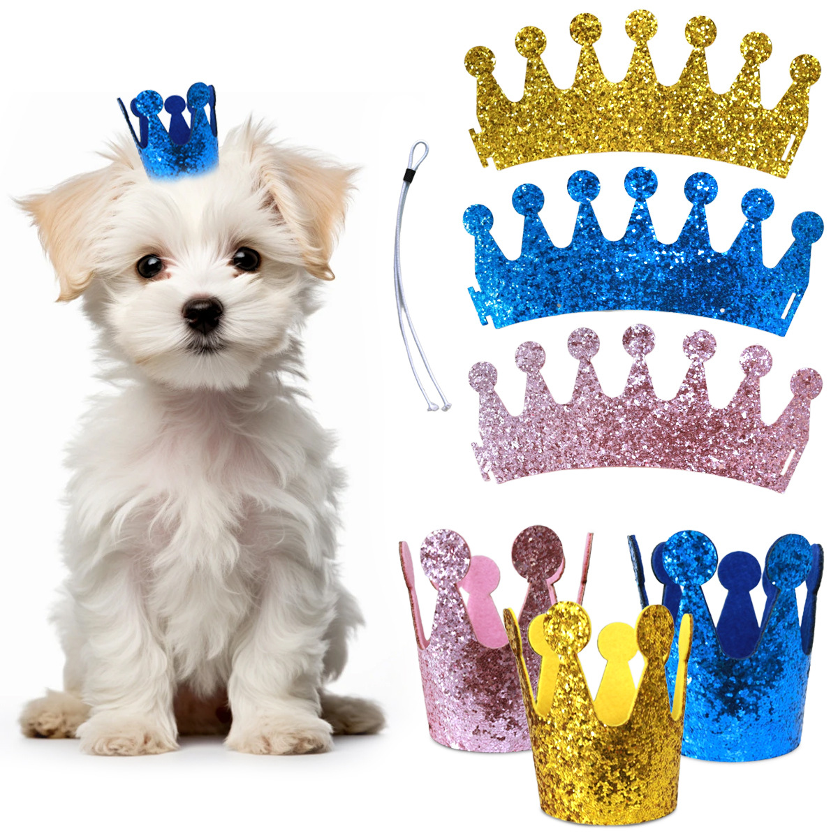 Cross border pet supplies crown birthday hat pet party decoration dog cat party hat headdress wholesale custom