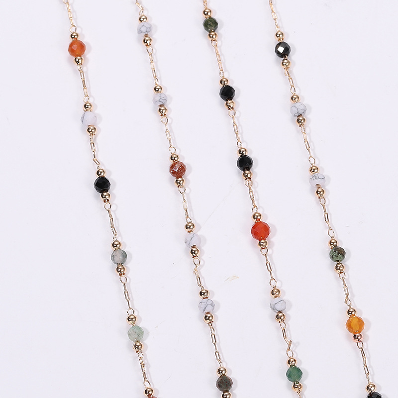 DIY Jewelry Chain Fashion Colorfulful Natural Stone Spacer Bead Chain Bracelet Necklace Glasses Chain Material Jewelry Accessories