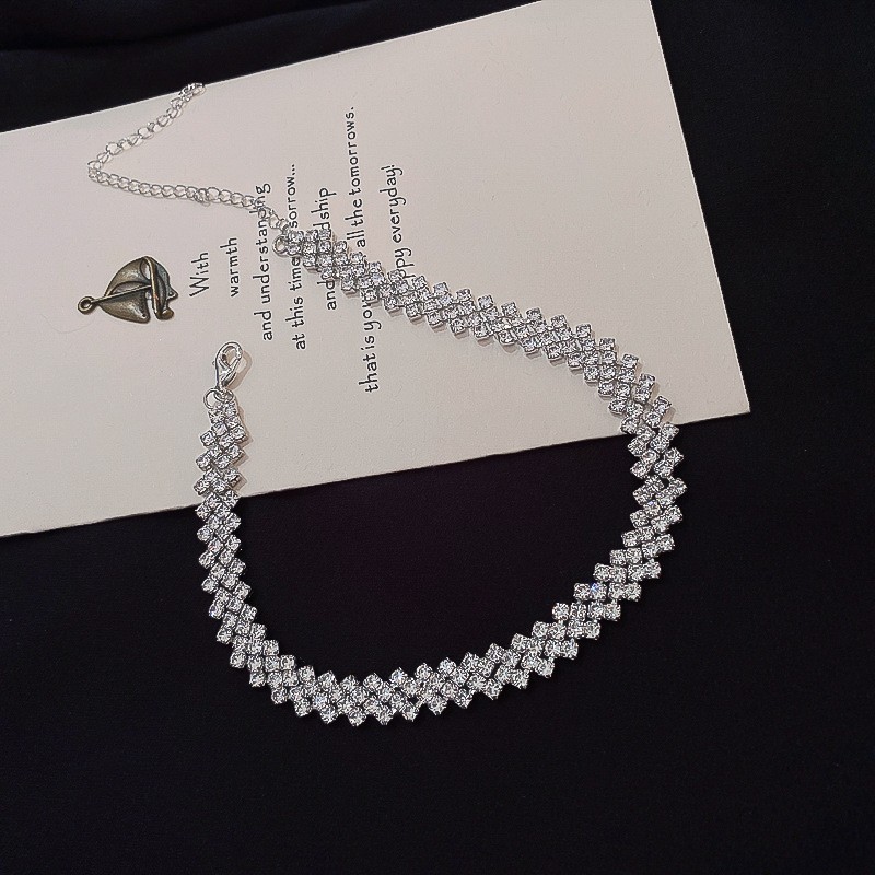 High cold full diamond necklace choker collar Japanese and Korean Net Red personality clavicle chain wholesale trend necklace Fashion necklace
