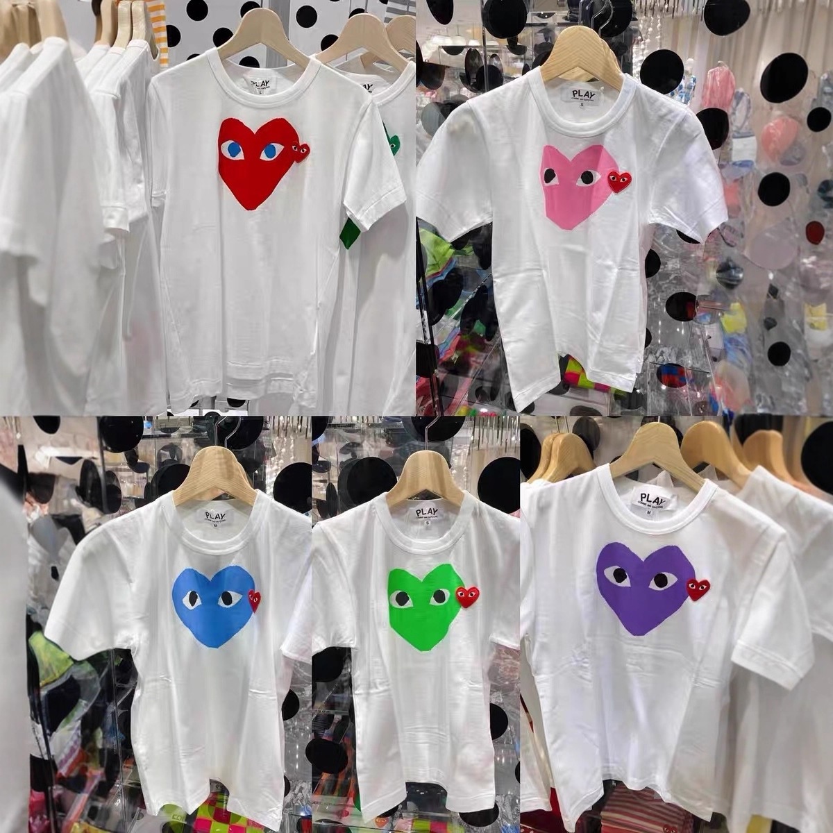 Three-Label Cross-Border Street Style Couple's 260g Heavyweight Pure Cotton Short-Sleeve Unisex Trendy Brand Play Heart Print T-Shirt QC 写真 1688 Qualit.ly