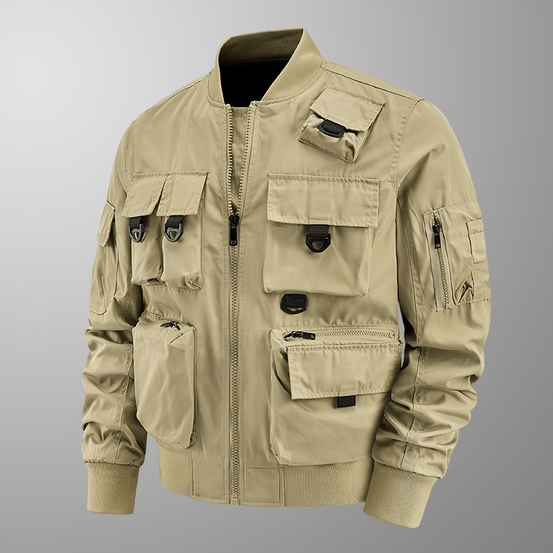 New Cross-border Bomber Jacket Men's Multi-bag Jacket American Baseball Suit Functional Three-proof Charge Clothes Work Top