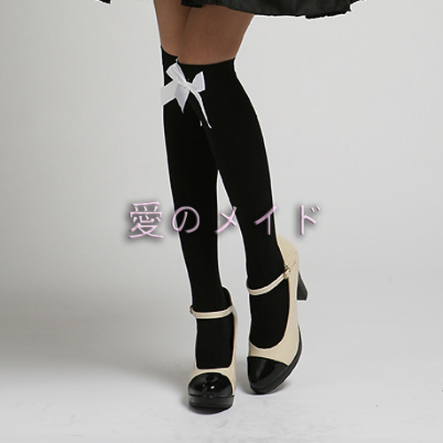 White Bow Black and White Socks Cosplay Socks