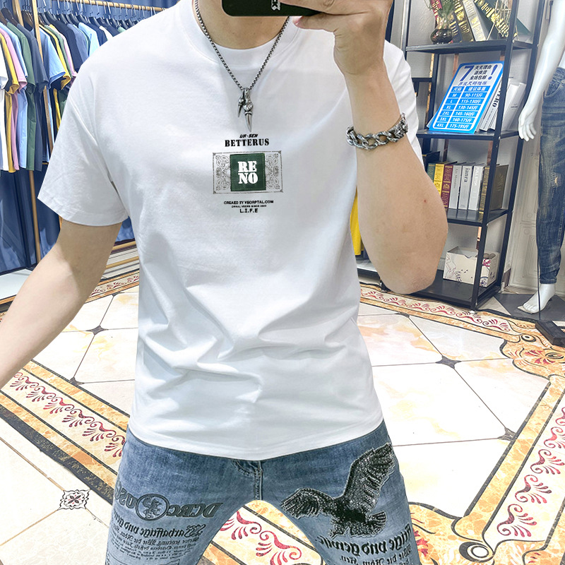 Men's T-shirt Short-sleeved Slim-fit Handsome Clothes Men's Fashionable Printed Round Neck Casual Top T-shirt