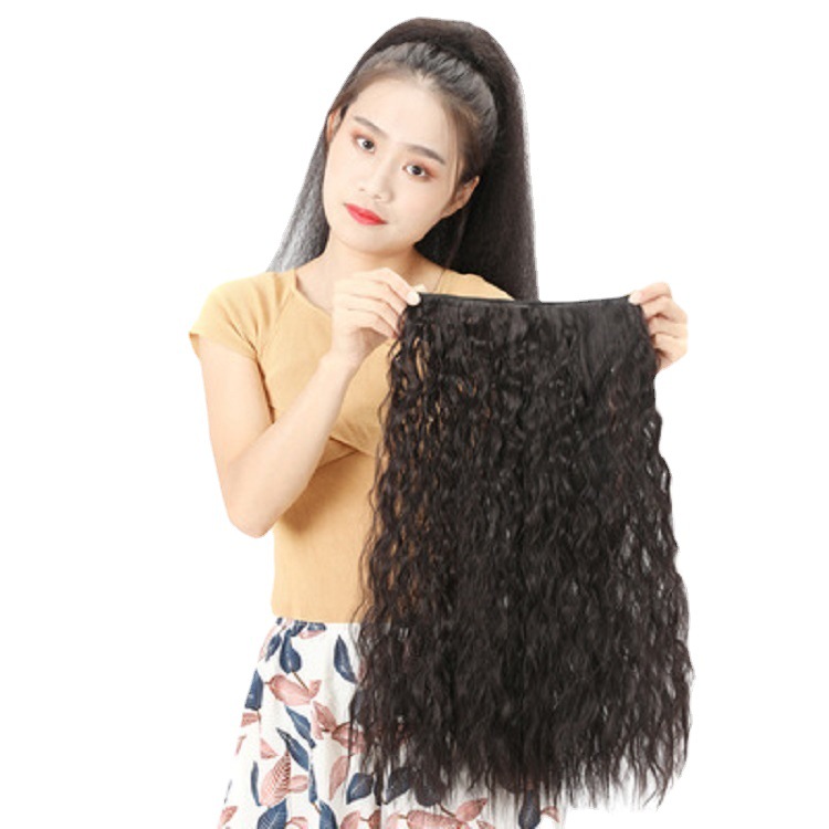 Bar and nightclub fashion women's one-piece wig color hair extension piece gradient corn perm hair extension piece