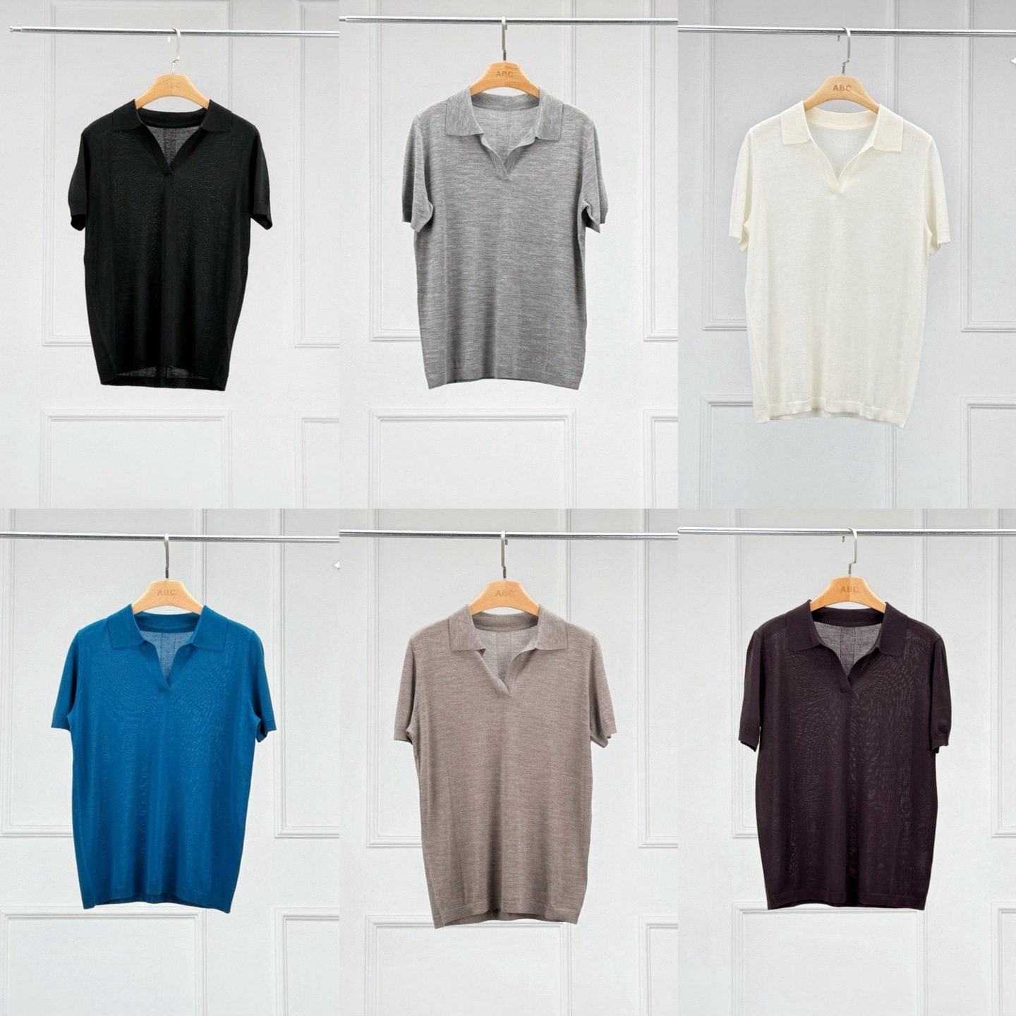 Warren Hailong |   Kw025 German Yangtze Yarn Merino Wool Polo Collar Women's Short-Sleeved Knitwear