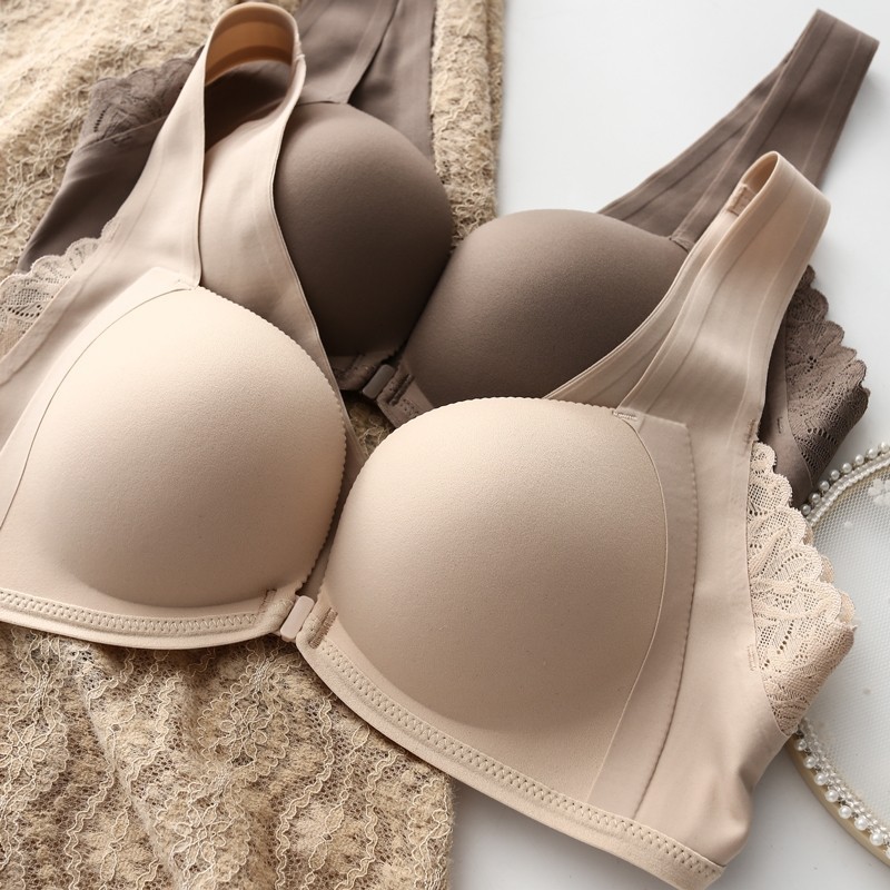 Japanese-style Light Kapok Front Buckle Underwear Women's Small Chest Push-up Parammary Anti-sagging Adjustable Bra without Steel Ring