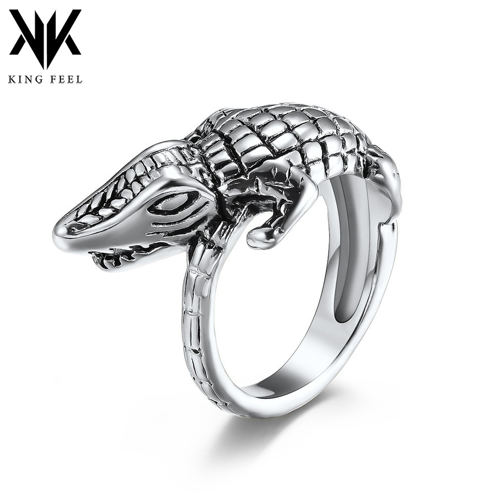 Cross-Border Amazon Jewelry Supply Retro Stainless Steel Men's Crocodile Ring Ring Simulated Crocodile Titanium Steel Hand Jewelry