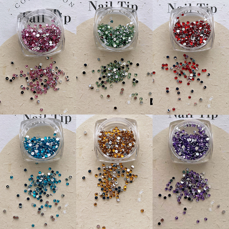Colorful Small Round Diamond Nail Art Small Jewelry DIY Sticker 12 Color Acrylic Rhinestone Flat Bottom Diamond Nail Diamond Jewelry Diamond