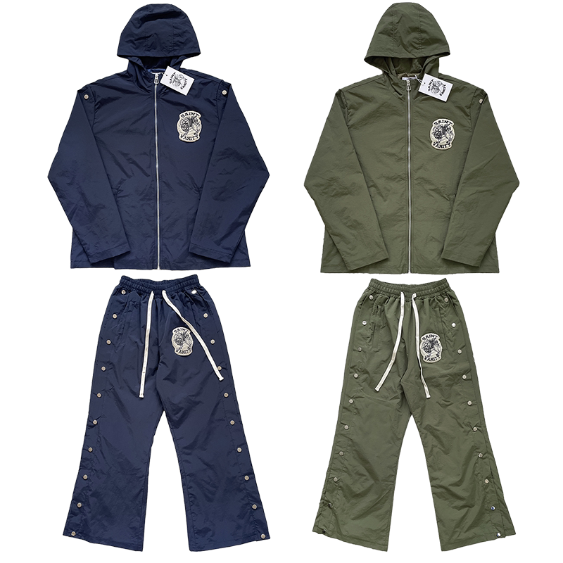 Saint Vanity Embroidered Button-Down Sporty Casual Trench Coat Jacket and Pants Set Foto QC de TAOBAO na Qualit.ly